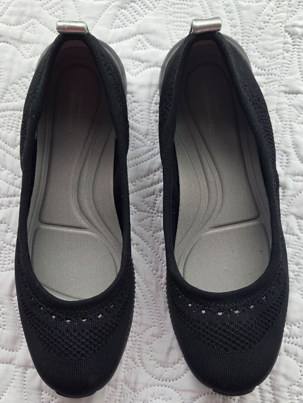 Cole Haan Black Slip-On Loafers with Silver Heel Tab - Women's Sz 8